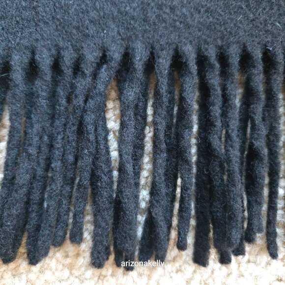 Oversized THICK Wool Wrap Flawless Black Fringe Men's Tall Plus - Picture 10 of 15